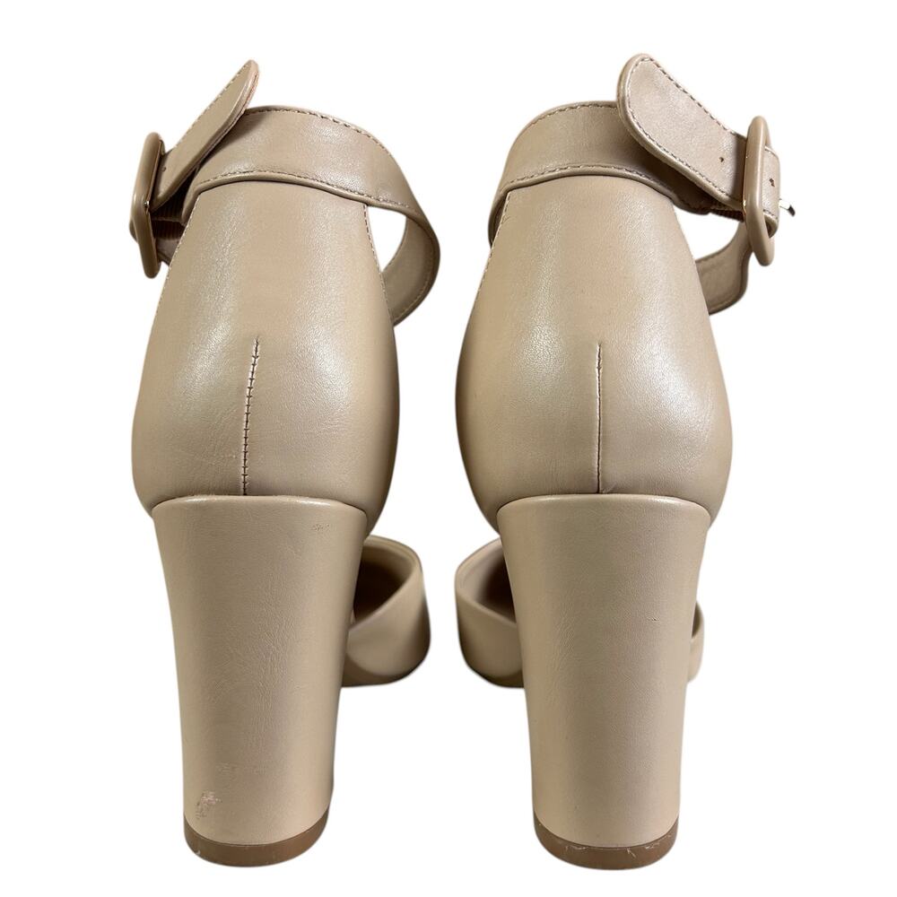 Dream Pairs Angela Pumps Sz 8.5 Beige Ankle Strap Minimalist Classic Block Heels - Picture 5 of 11